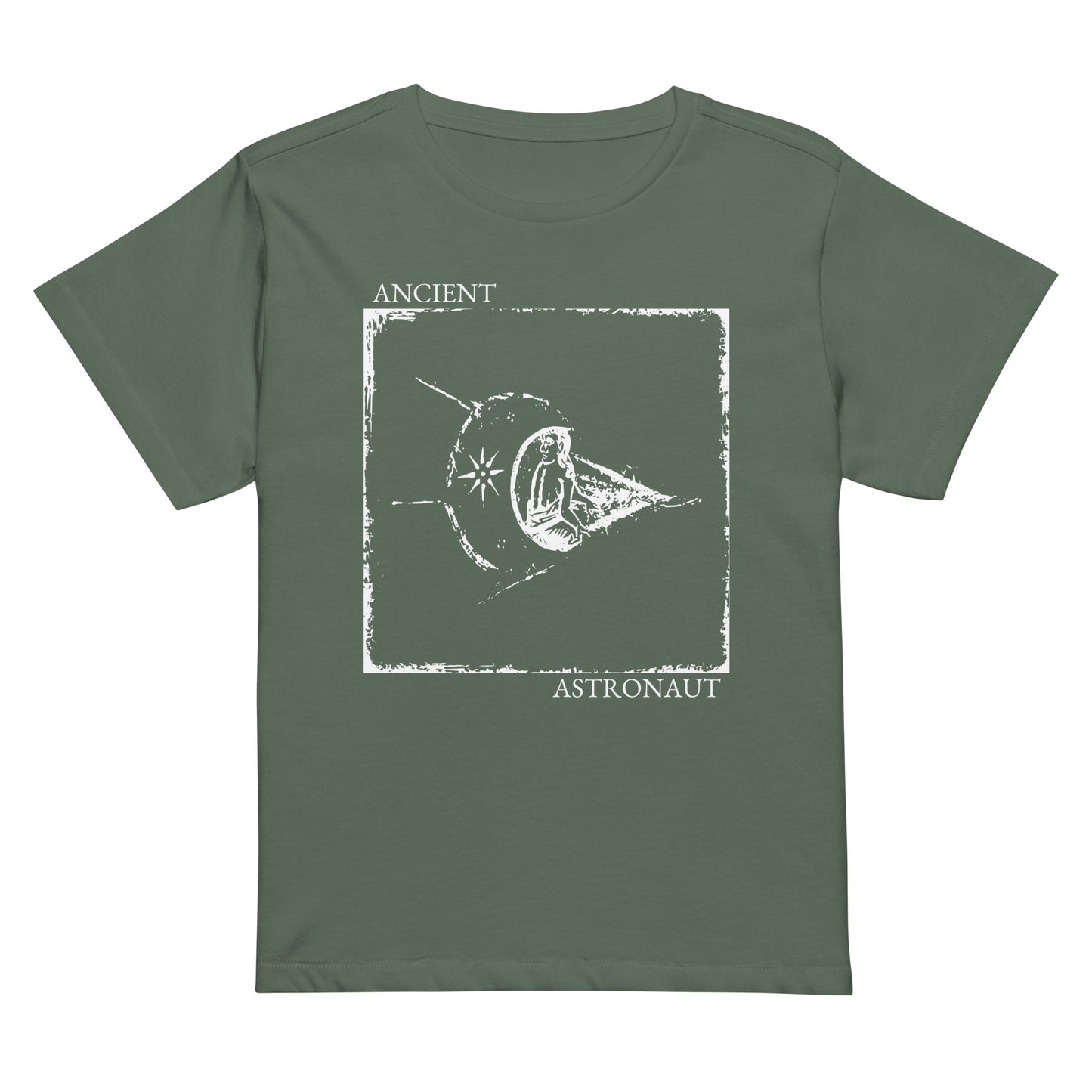 Ancient Astronaut UFO High-waisted T-shirt | Medieval Fresco Mystery